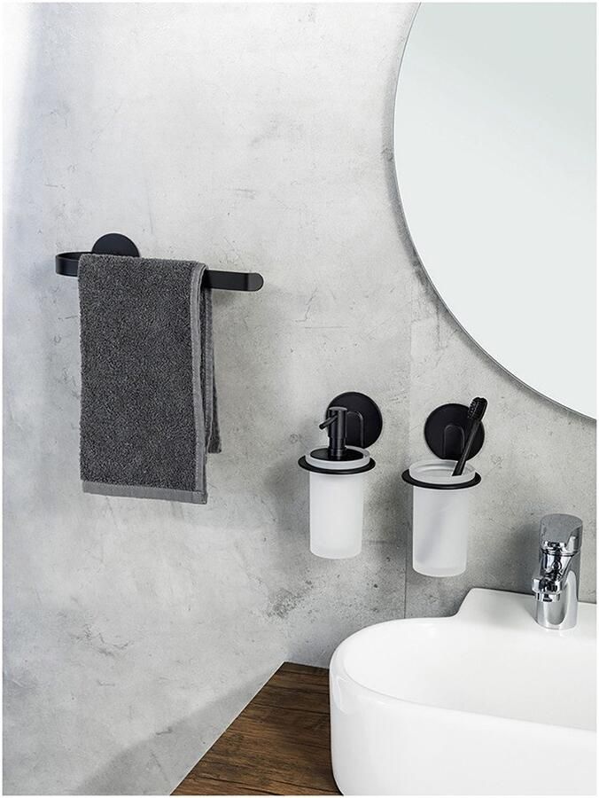 Wenko Poetsbeker Turbo-Loc model Bivio met wandbevestiging zonder boren aluminium gesatineerd glas - Foto 5