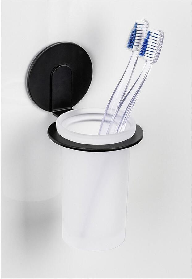 Wenko Poetsbeker Turbo-Loc model Bivio met wandbevestiging zonder boren aluminium gesatineerd glas - Foto 6