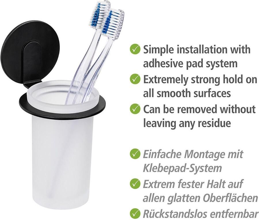 Wenko Poetsbeker Turbo-Loc model Bivio met wandbevestiging zonder boren aluminium gesatineerd glas - Foto 3