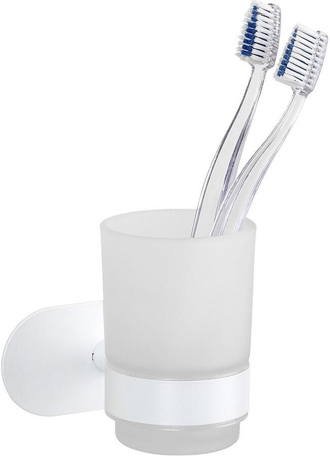 Wenko Poetsbeker Turbo-Loc model Uno Orea met wandbevestiging zonder boren roestvrij staal gesatineerd glas - Foto 8