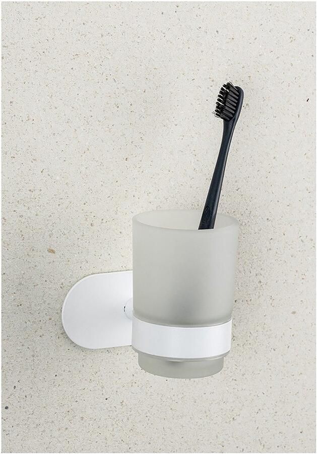 Wenko Poetsbeker Turbo-Loc model Uno Orea met wandbevestiging zonder boren roestvrij staal gesatineerd glas - Foto 7