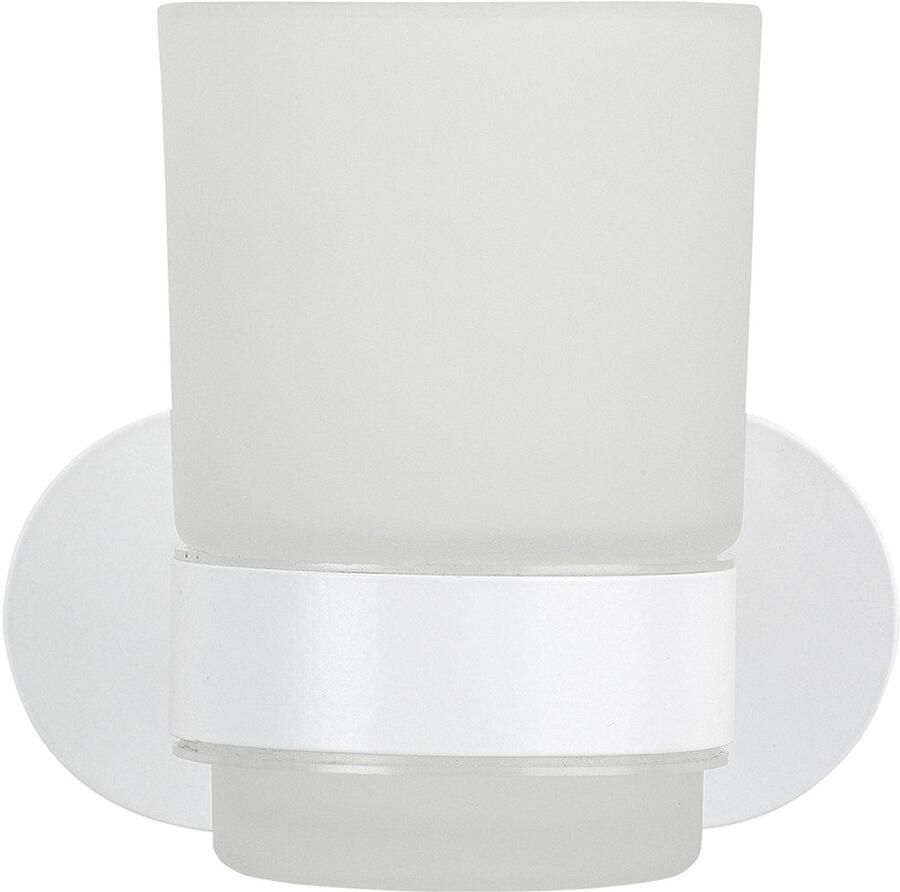 Wenko Poetsbeker Turbo-Loc model Uno Orea met wandbevestiging zonder boren roestvrij staal gesatineerd glas