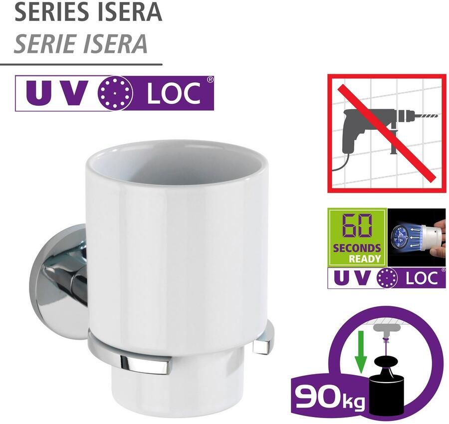 Wenko Poetsbeker UV-Loc Isera bevestigen zonder boren met innovatief plaksysteem - Foto 6