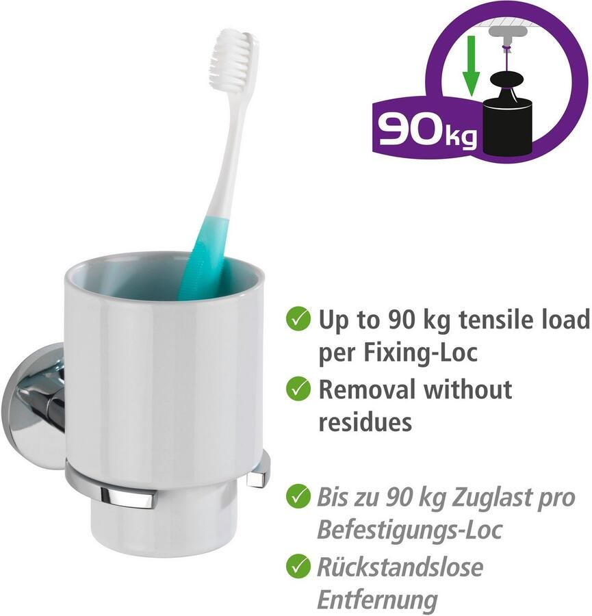 Wenko Poetsbeker UV-Loc Isera bevestigen zonder boren met innovatief plaksysteem - Foto 4
