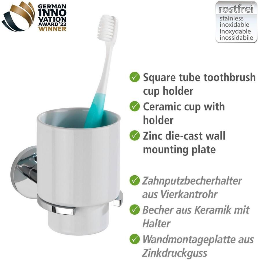 Wenko Poetsbeker UV-Loc Isera bevestigen zonder boren met innovatief plaksysteem