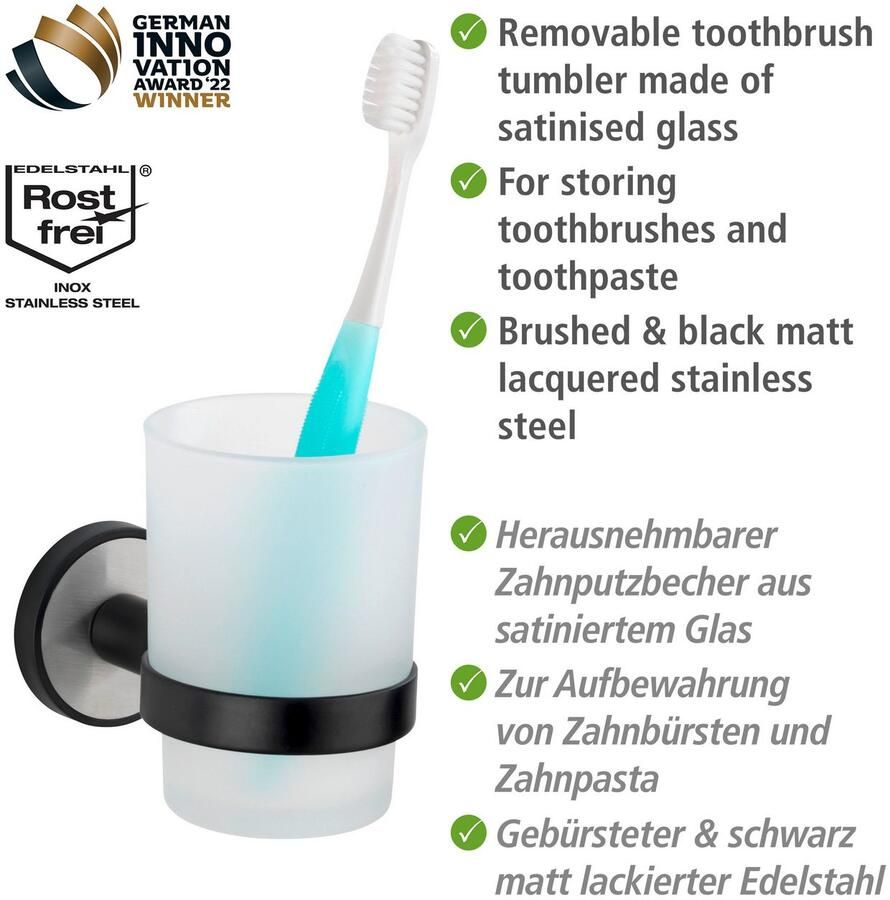 Wenko Poetsbeker UV-Loc Udine bevestigen zonder boren met innovatief plaksysteem