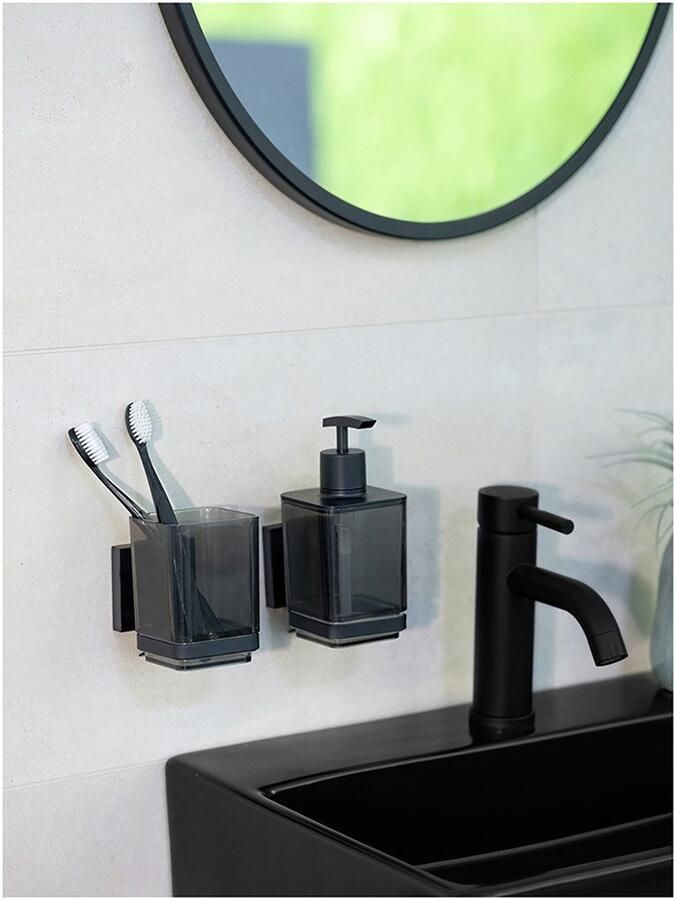 Wenko Poetsbeker Vacuum-Loc model Quadro met wandbevestiging zonder boren roestvrij staal en kunststof - Foto 5