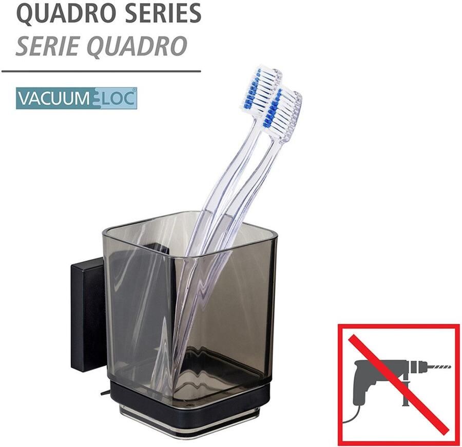 Wenko Poetsbeker Vacuum-Loc model Quadro met wandbevestiging zonder boren roestvrij staal en kunststof - Foto 2