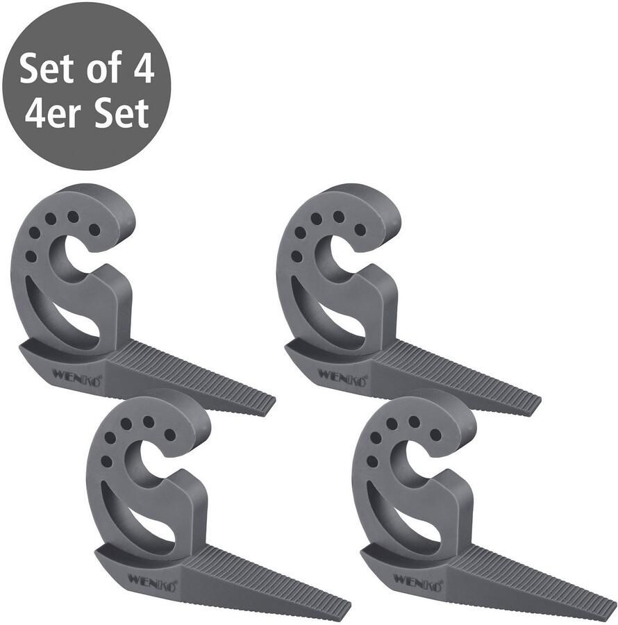 Wenko Raamstopper Model Multi-STOP antraciet Klembeveiliging deurstopper van kunststof (set 4 stuks)