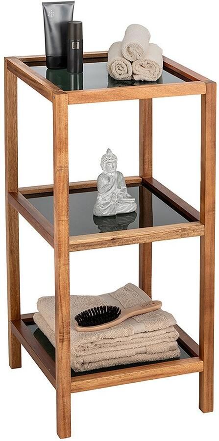 Wenko Rek Modell Fondi uit massief acaciahout 3 glazen planken - Foto 6