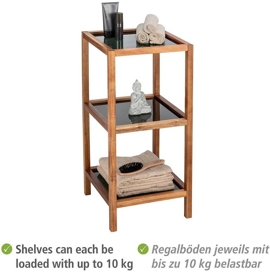 Wenko Rek Modell Fondi uit massief acaciahout 3 glazen planken