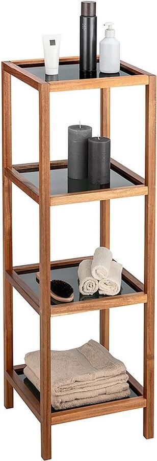 Wenko Rek Modell Fondi uit massief acaciahout 4 glazen planken - Foto 6