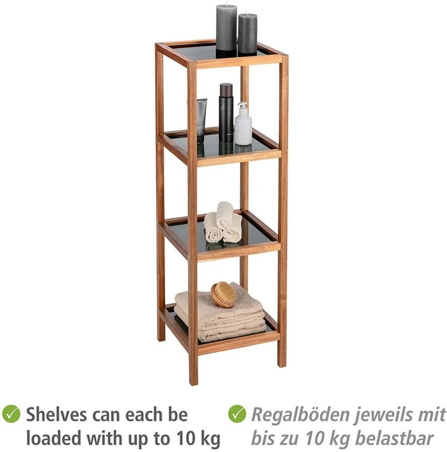 Wenko Rek Modell Fondi uit massief acaciahout 4 glazen planken