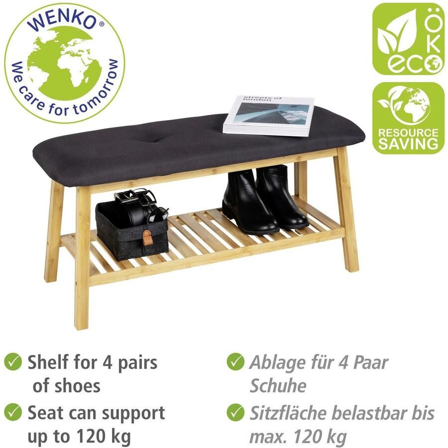 Wenko Schoenenbank Ecori met zitkussen - Foto 2
