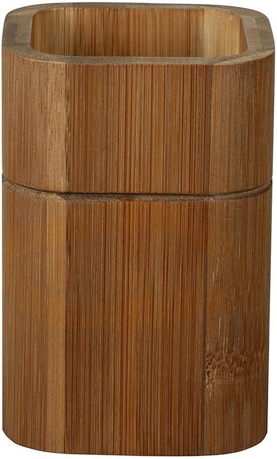 Wenko Set badkameraccessoires Model Serro Zeepdispenser en tandenborstelhouder van stevig bamboe (2-delig) - Foto 3