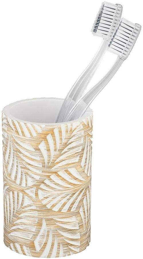 Wenko Set badkameraccessoires Model Terralba Zeepdispenser en tandenborstelhouder van polyresin bladdessin (2-delig) - Foto 3