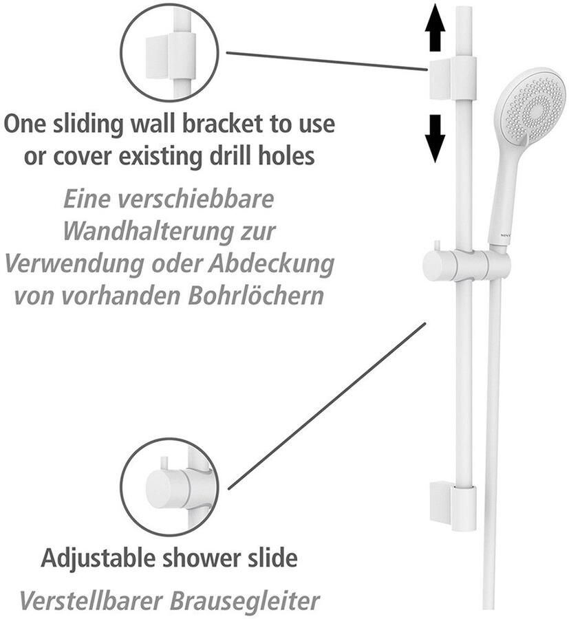 Wenko Slang en handdouche Model watersparend Douchebuis met houder handdouche & douche slang waterbesparend (set 6-delig) - Foto 4