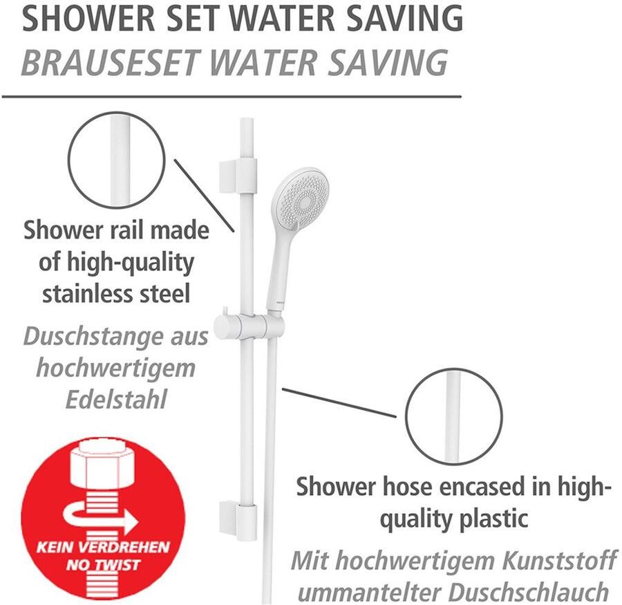Wenko Slang en handdouche Model watersparend Douchebuis met houder handdouche & douche slang waterbesparend (set 6-delig) - Foto 3