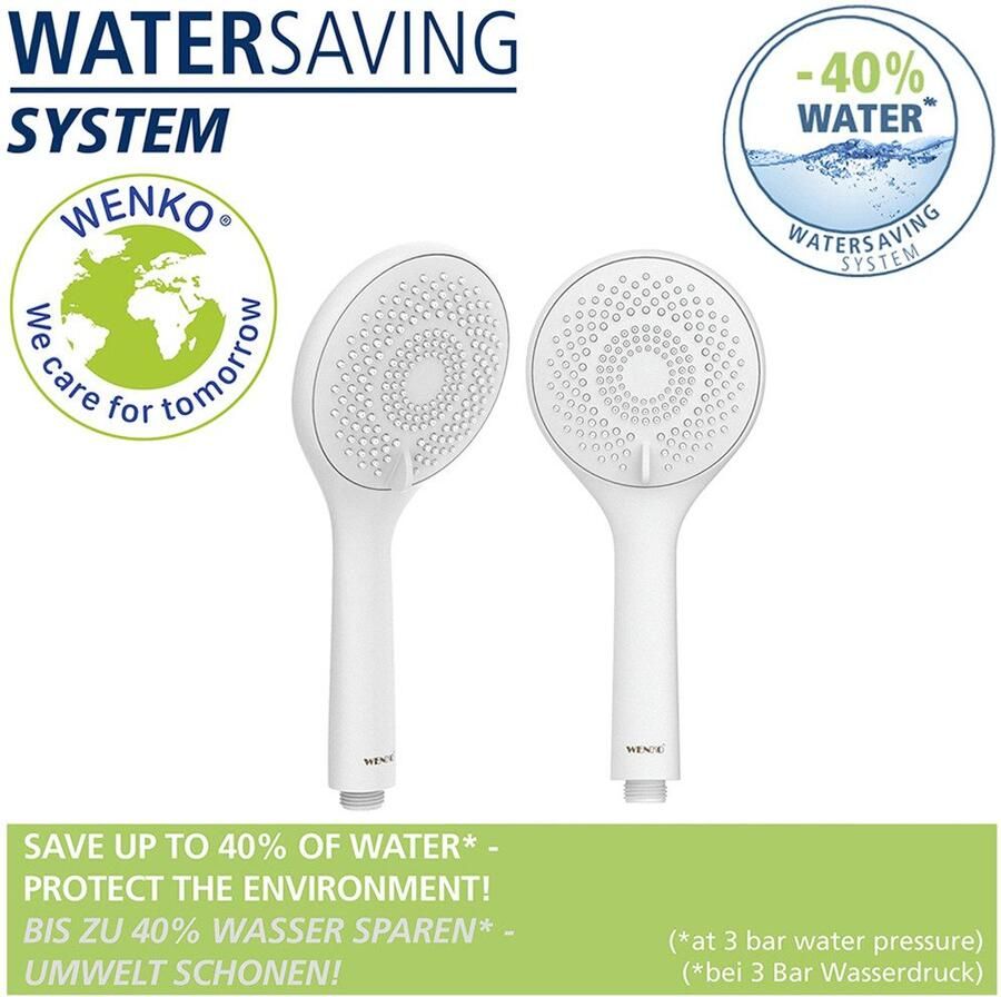 Wenko Slang en handdouche Model watersparend Douchebuis met houder handdouche & douche slang waterbesparend (set 6-delig)