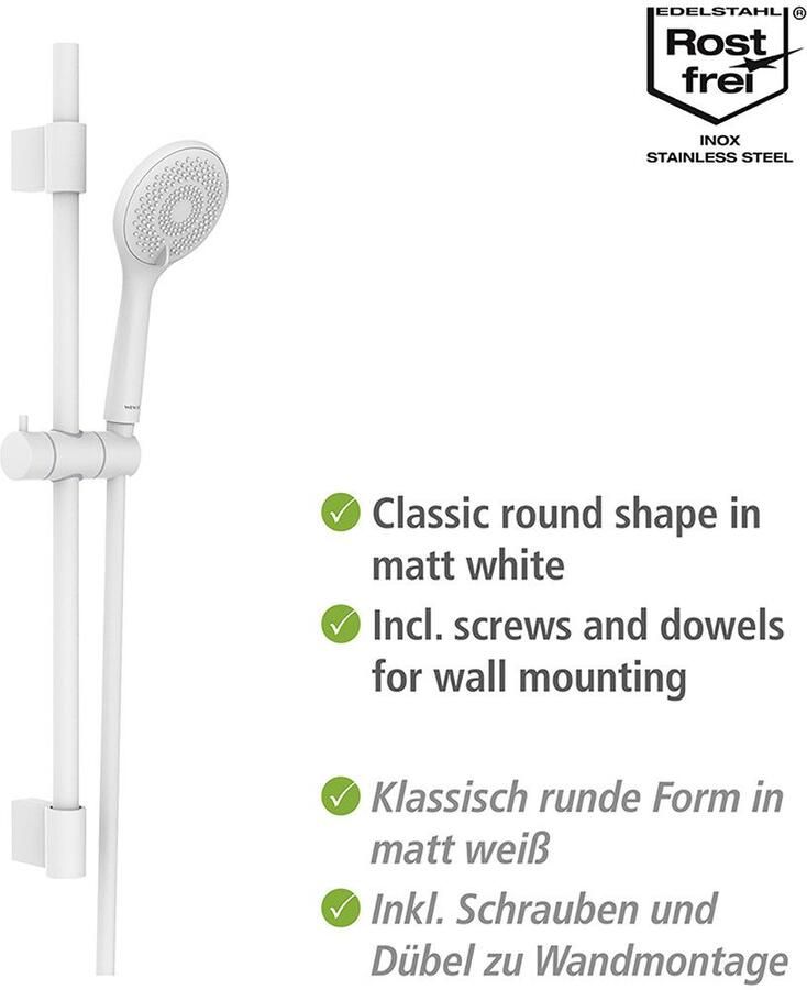 Wenko Slang en handdouche Model watersparend Douchebuis met houder handdouche & douche slang waterbesparend (set 6-delig) - Foto 6