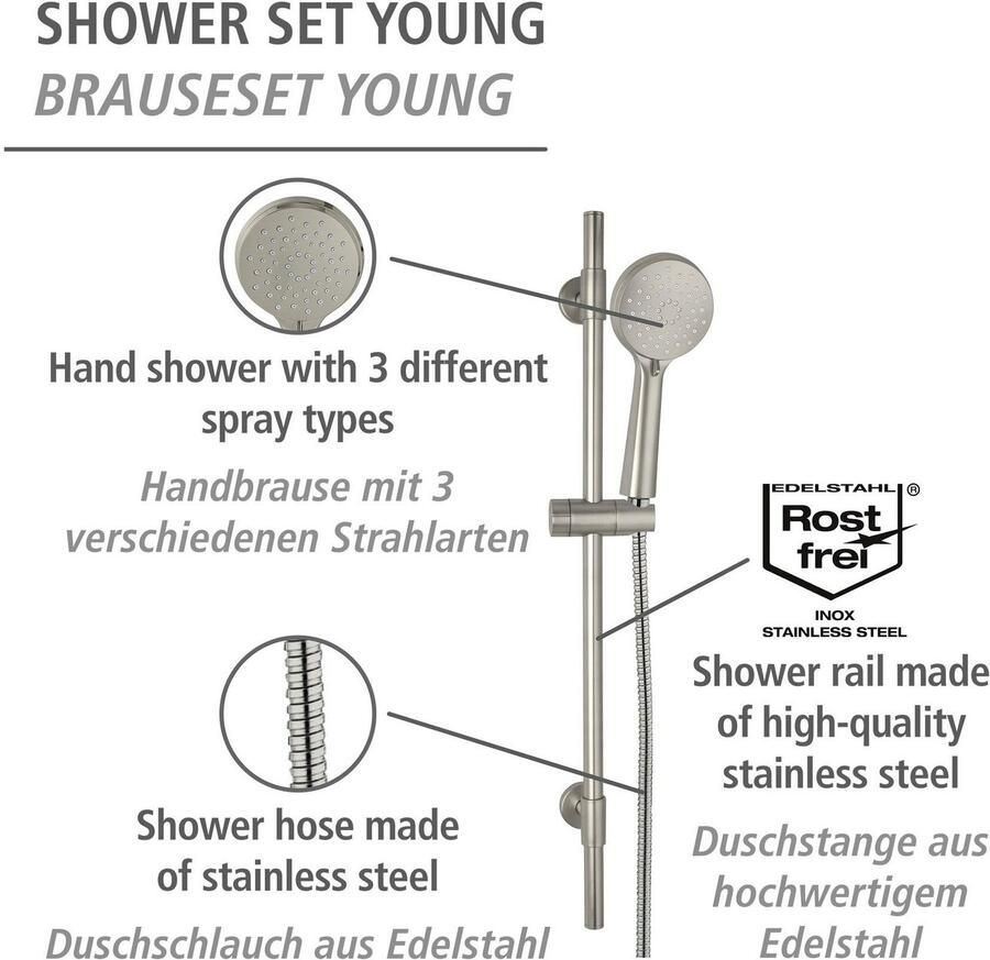 Wenko Slang en handdouche Young Douchebuis incl. houder handdouche en douche slang - Foto 3