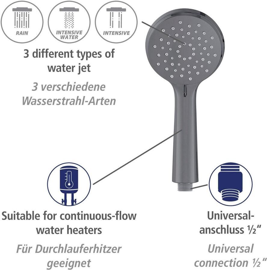 Wenko Slang en handdouche Young Douchebuis incl. houder handdouche en douche slang