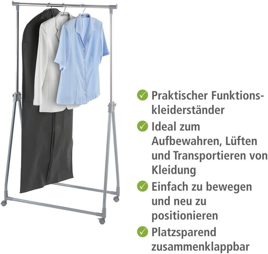 Wenko Staande kapstok traploos in hoogte verstelbaar (99-167 cm) met 4 wielen draagkracht 40 kg - Foto 2