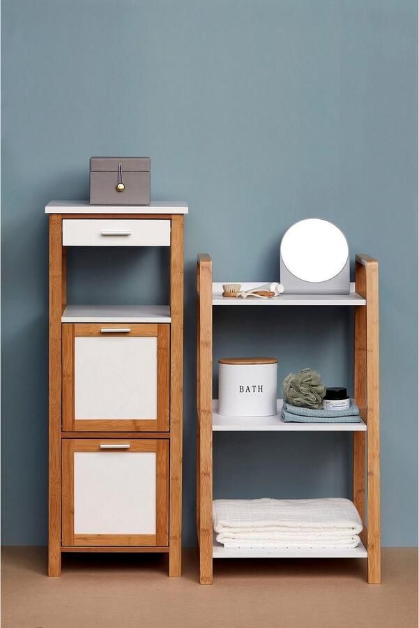 Wenko Opbergrek Finja 43 X 76 X 36 Cm Bamboe hout Wit - Foto 6