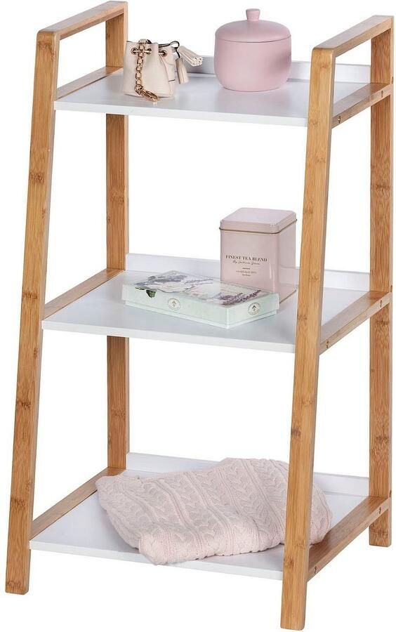 Wenko Opbergrek Finja 43 X 76 X 36 Cm Bamboe hout Wit - Foto 8