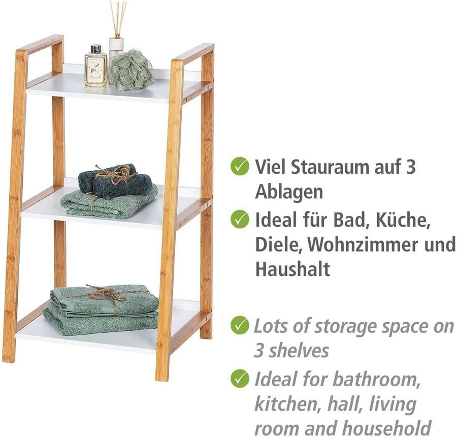 Wenko Opbergrek Finja 43 X 76 X 36 Cm Bamboe hout Wit - Foto 3