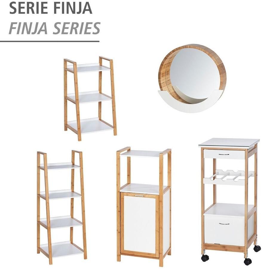 Wenko Opbergrek Finja 43 X 76 X 36 Cm Bamboe hout Wit - Foto 2