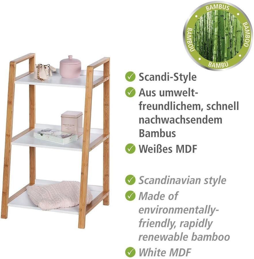 Wenko Opbergrek Finja 43 X 76 X 36 Cm Bamboe hout Wit