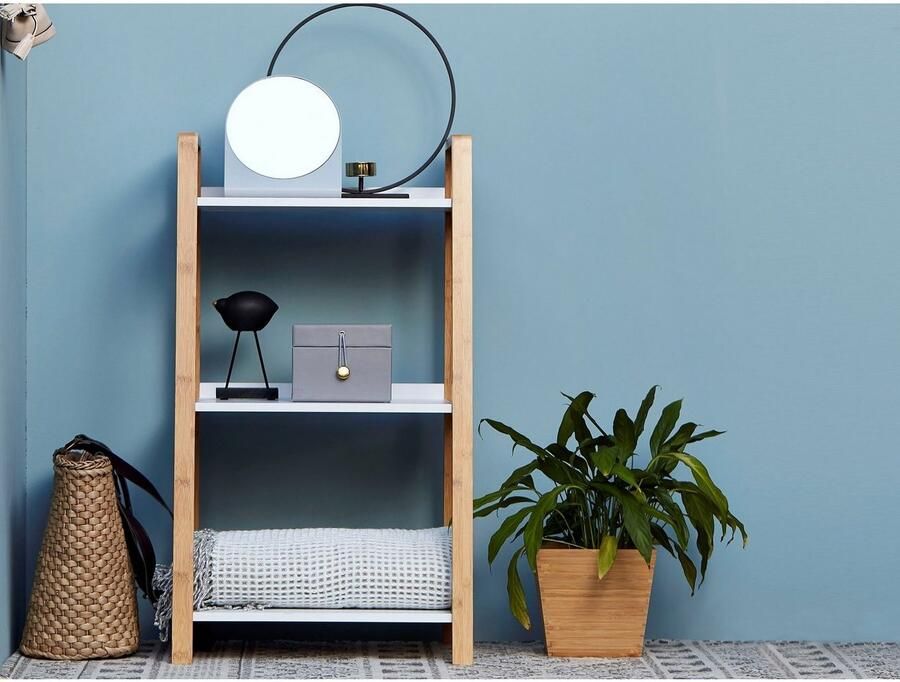 Wenko Opbergrek Finja 43 X 76 X 36 Cm Bamboe hout Wit - Foto 4