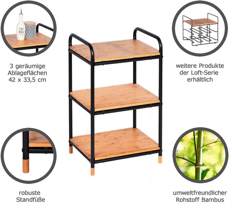 Wenko Bijzettafel Loft 42 X 69 X 33 5 Cm Rvs bamboe Zwart - Foto 2