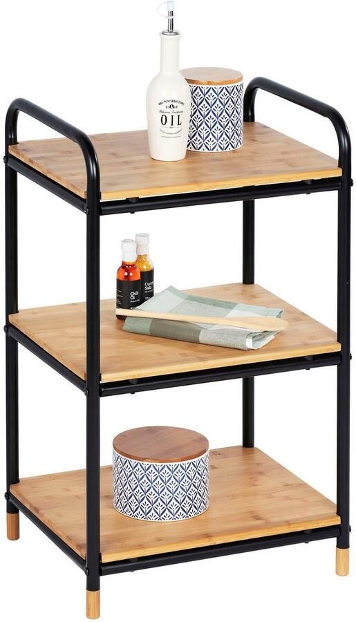 Wenko Bijzettafel Loft 42 X 69 X 33 5 Cm Rvs bamboe Zwart - Foto 7