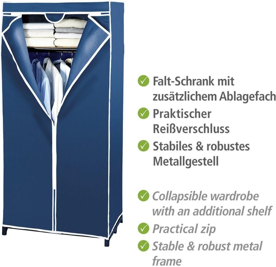 Wenko Stofkast Air Stoffen kast met kledingroede plank & ritssluiting vlies