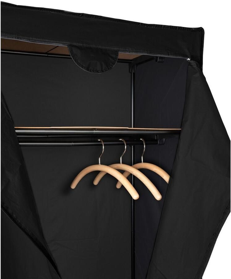 Wenko Stofkast Deep black met kledingstang plank & rits metalen constructie afwasbaar - Foto 2