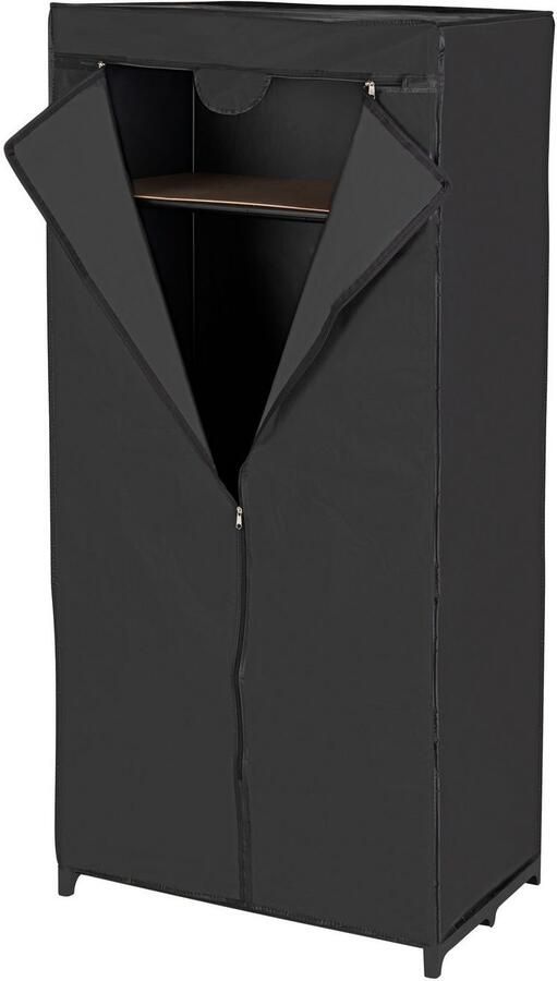 Wenko Stofkast Deep black met kledingstang plank & rits metalen constructie afwasbaar - Foto 4