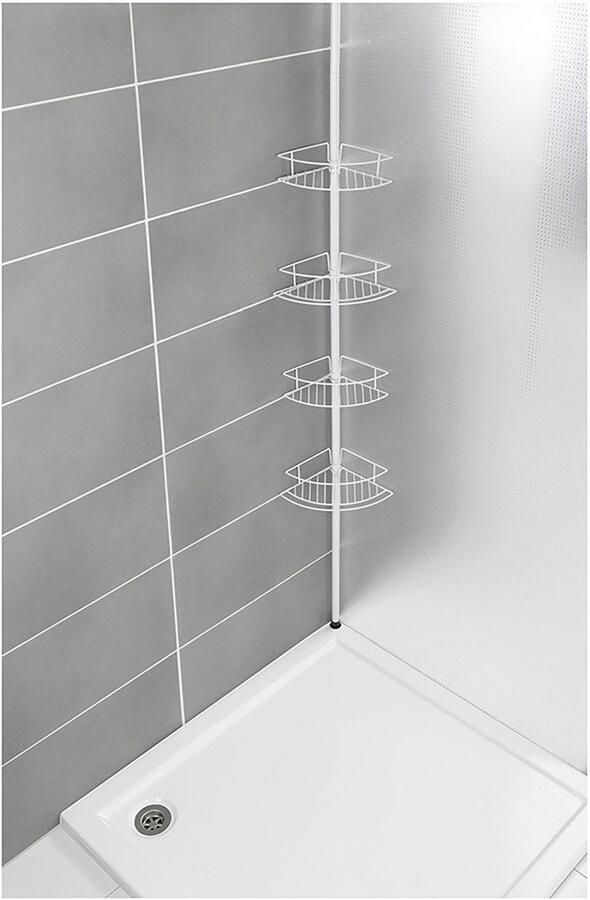 Wenko Telescooprek Modell Dolcedo met 4 planken voor douche en bad zonder boren roestvrijstaal - Foto 5