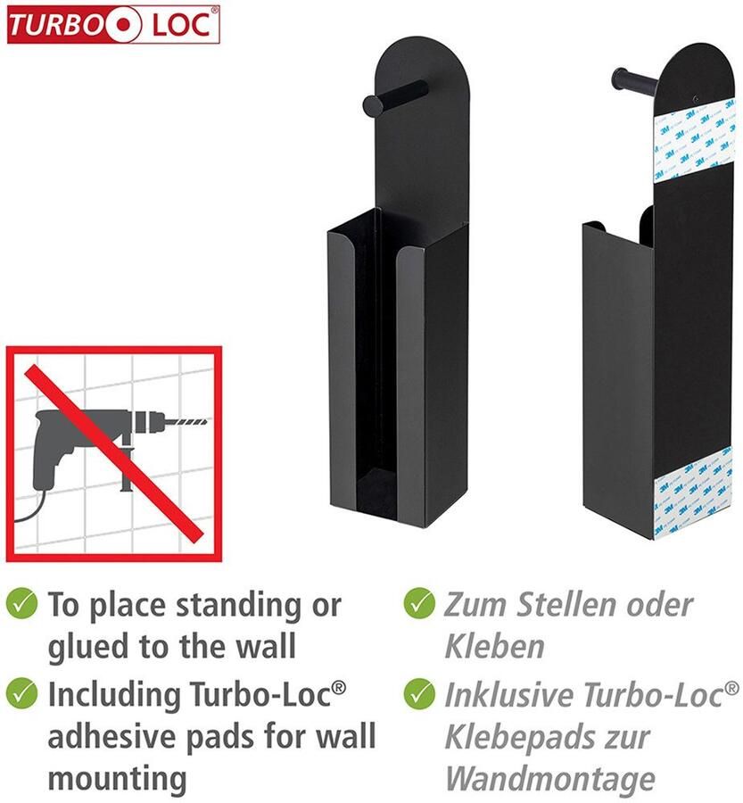 Wenko Toiletrolhouder Model 2-in-1 Agira voor plaatsen of plakken ruimte voor 3 vervangrollen - Foto 2