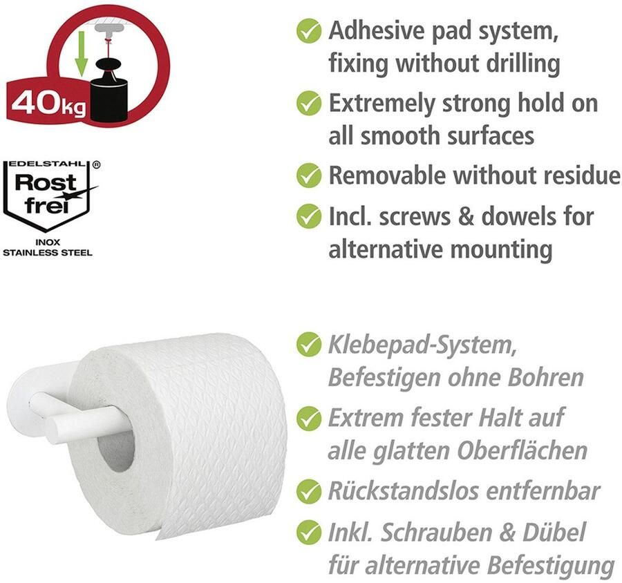 Wenko Toiletrolhouder Turbo-Loc model Orea van edelstaal bevestigen zonder boren - Foto 2