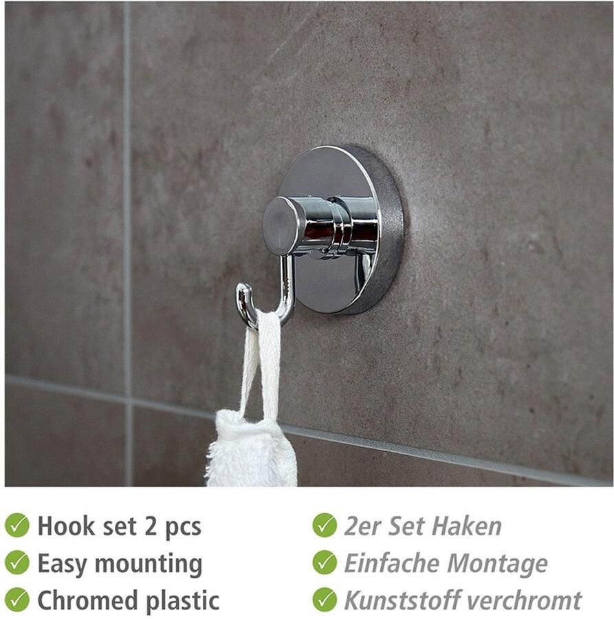 Wenko Toiletrolhouder Vacuum-Loc model Milazzo incl. 2 wandhaken bevestiging zonder boren (set)