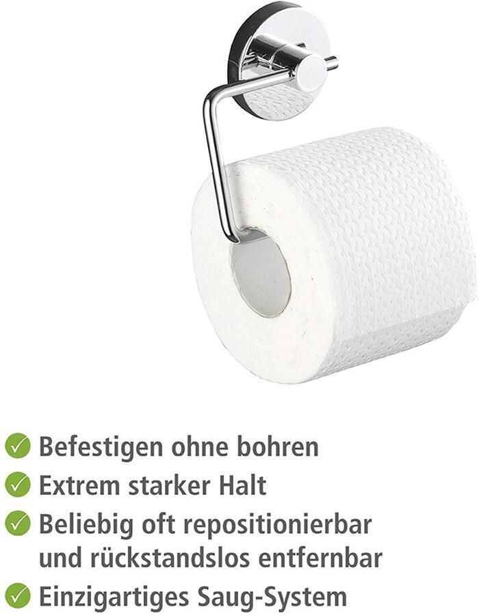 Wenko Toiletrolhouder Vacuum-Loc model Milazzo incl. 2 wandhaken bevestiging zonder boren (set) - Foto 4