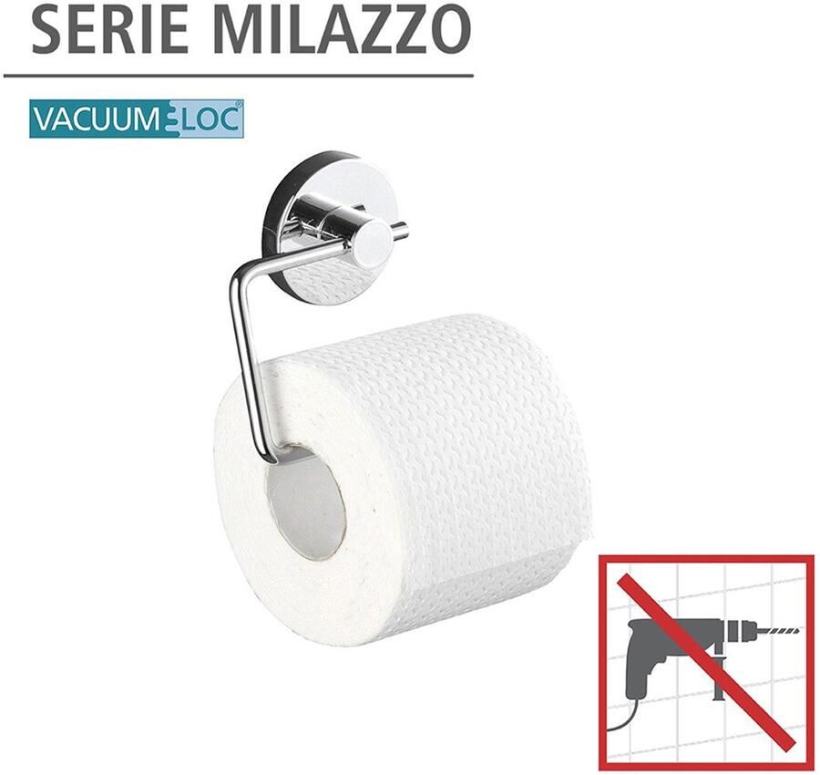 Wenko Toiletrolhouder Vacuum-Loc model Milazzo incl. 2 wandhaken bevestiging zonder boren (set) - Foto 3