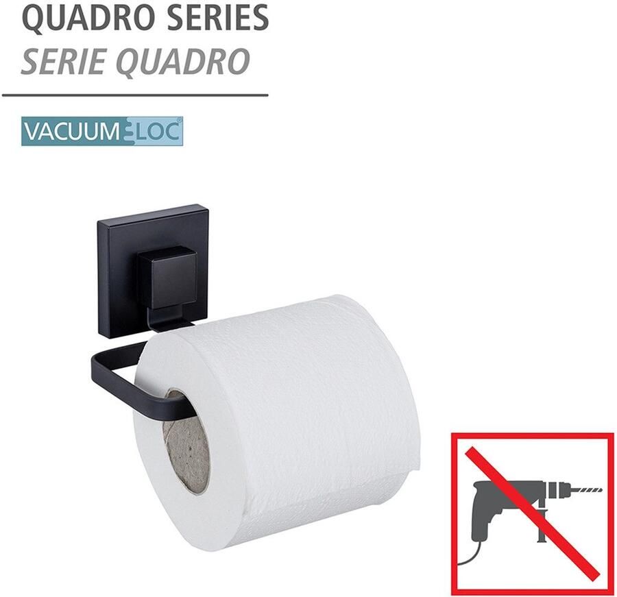 Wenko Toiletrolhouder Vacuum-Loc model Quadro van edelstaal bevestigen zonder boren - Foto 2