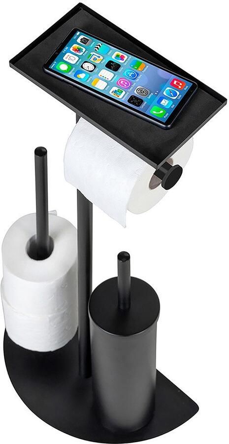 Wenko Toiletset Model Cosenza Neo ruimtebesparende 4-in-1 standaardset met plank gelakt staal - Foto 3