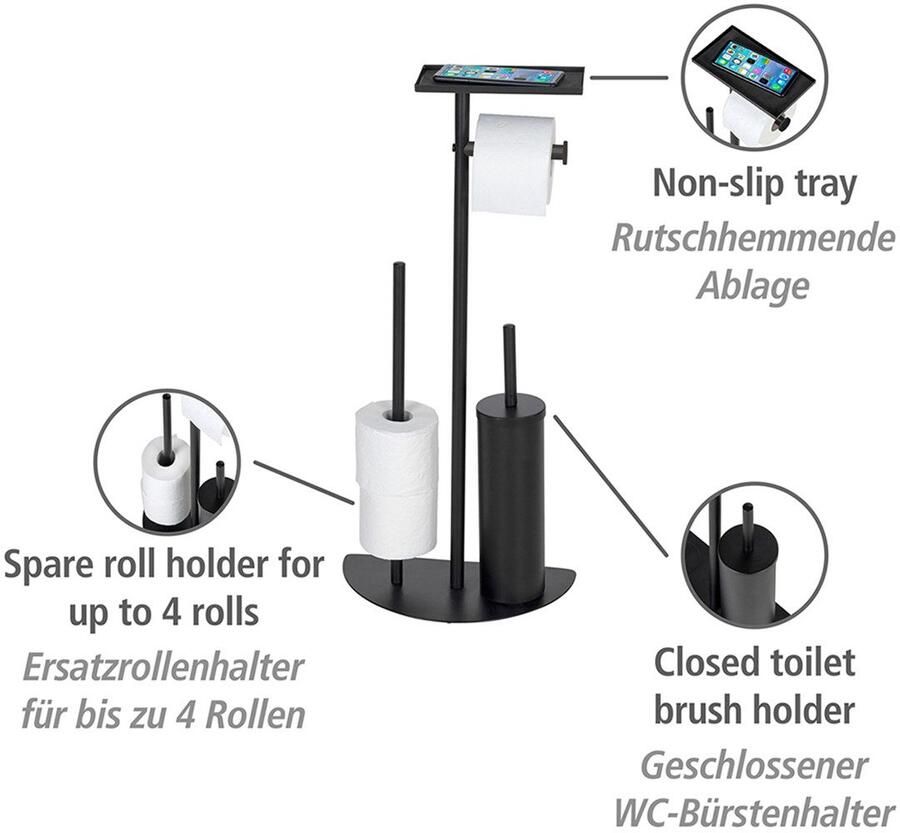 Wenko Toiletset Model Cosenza Neo ruimtebesparende 4-in-1 standaardset met plank gelakt staal - Foto 2