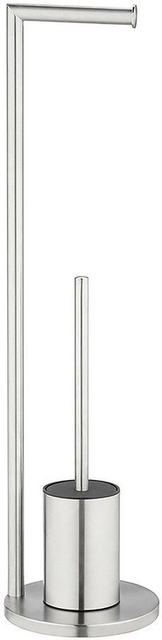 Wenko Toiletset Model Ferla Standset van roestvrij staal met toiletpapierhouder en toiletborstel