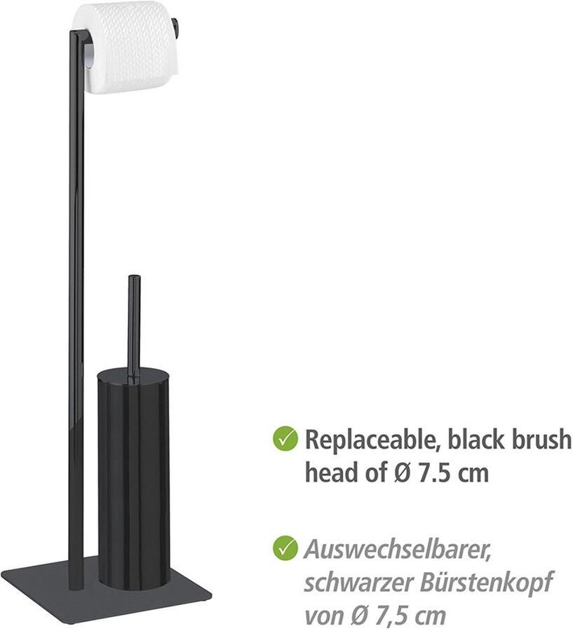 Wenko Toiletset Model Recco Standset staal met toiletpapierrolhouder en toiletborstel - Foto 2
