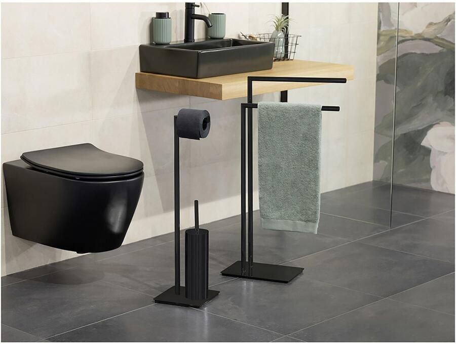 Wenko Toiletset Model Recco Standset staal met toiletpapierrolhouder en toiletborstel - Foto 4